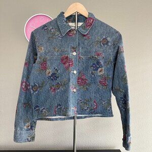 vintage floral denim jacket — id blues